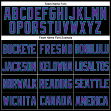 Laden Sie das Bild in den Galerie-Viewer, Custom Black Purple-Teal Mesh Authentic Throwback Baseball Jersey