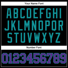 Laden Sie das Bild in den Galerie-Viewer, Custom Black Purple-Teal Mesh Authentic Throwback Baseball Jersey