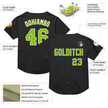 Laden Sie das Bild in den Galerie-Viewer, Custom Black Neon Green-White Mesh Authentic Throwback Baseball Jersey