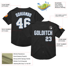 Load image into Gallery viewer, Custom Black White-Light Blue Mesh Authentic Throwback Baseball Jersey