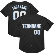 Load image into Gallery viewer, Custom Black White-Light Blue Mesh Authentic Throwback Baseball Jersey