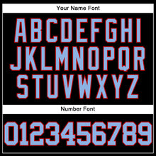 Laden Sie das Bild in den Galerie-Viewer, Custom Black Light Blue-Red Mesh Authentic Throwback Baseball Jersey