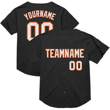 Load image into Gallery viewer, Custom Black White-Orange Mesh Authentic Throwback Baseball Jersey