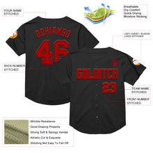 Laden Sie das Bild in den Galerie-Viewer, Custom Black Red Mesh Authentic Throwback Baseball Jersey