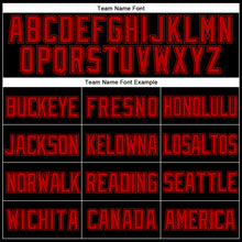 Laden Sie das Bild in den Galerie-Viewer, Custom Black Red Mesh Authentic Throwback Baseball Jersey