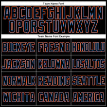 Laden Sie das Bild in den Galerie-Viewer, Custom Black Electric Blue-Orange Mesh Authentic Throwback Baseball Jersey