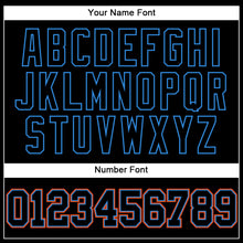 Laden Sie das Bild in den Galerie-Viewer, Custom Black Electric Blue-Orange Mesh Authentic Throwback Baseball Jersey