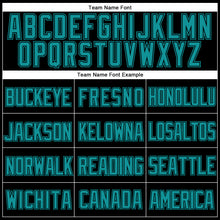 Load image into Gallery viewer, Custom Black Teal Mesh Authentic Throwback Baseball Jersey