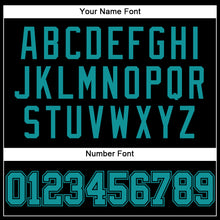 Load image into Gallery viewer, Custom Black Teal Mesh Authentic Throwback Baseball Jersey