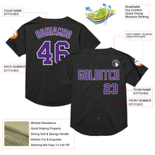 Laden Sie das Bild in den Galerie-Viewer, Custom Black Purple-White Mesh Authentic Throwback Baseball Jersey