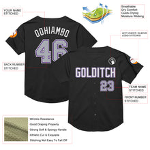 Laden Sie das Bild in den Galerie-Viewer, Custom Black Gray-Purple Mesh Authentic Throwback Baseball Jersey