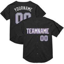Laden Sie das Bild in den Galerie-Viewer, Custom Black Gray-Purple Mesh Authentic Throwback Baseball Jersey