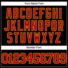 Laden Sie das Bild in den Galerie-Viewer, Custom Black Red-Gold Mesh Authentic Throwback Baseball Jersey