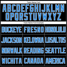 Laden Sie das Bild in den Galerie-Viewer, Custom Black Electric Blue-White Mesh Authentic Throwback Baseball Jersey