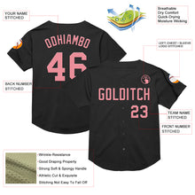 Laden Sie das Bild in den Galerie-Viewer, Custom Black Medium Pink Mesh Authentic Throwback Baseball Jersey