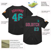 Laden Sie das Bild in den Galerie-Viewer, Custom Black Aqua-Neon Pink Mesh Authentic Throwback Baseball Jersey