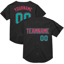 Laden Sie das Bild in den Galerie-Viewer, Custom Black Aqua-Neon Pink Mesh Authentic Throwback Baseball Jersey