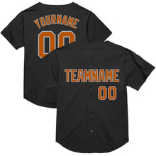 Laden Sie das Bild in den Galerie-Viewer, Custom Black Texas Orange-Gray Mesh Authentic Throwback Baseball Jersey