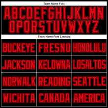 Laden Sie das Bild in den Galerie-Viewer, Custom Black Fire Red Mesh Authentic Throwback Baseball Jersey