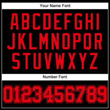 Laden Sie das Bild in den Galerie-Viewer, Custom Black Fire Red Mesh Authentic Throwback Baseball Jersey