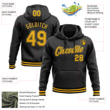 Load image into Gallery viewer, Custom Stitched Black Gold Sports Pullover Sweatshirt Hoodie