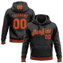 Load image into Gallery viewer, Custom Stitched Black Orange Sports Pullover Sweatshirt Hoodie