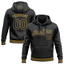 Load image into Gallery viewer, Custom Stitched Black Old Gold Sports Pullover Sweatshirt Hoodie