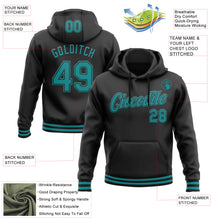 Load image into Gallery viewer, Custom Stitched Black Teal Sports Pullover Sweatshirt Hoodie