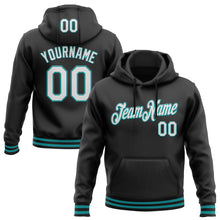Загрузить изображение в средство просмотра галереи, Custom Stitched Black White-Teal Sports Pullover Sweatshirt Hoodie