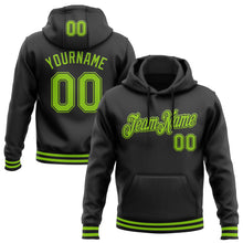 Load image into Gallery viewer, Custom Stitched Black Neon Green Sports Pullover Sweatshirt Hoodie