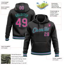 Laden Sie das Bild in den Galerie-Viewer, Custom Stitched Black Pink-Aqua Sports Pullover Sweatshirt Hoodie