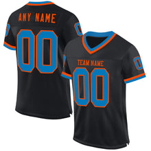 Load image into Gallery viewer, Custom Black Blue-Orange Mesh Authentic Throwback Football Jersey