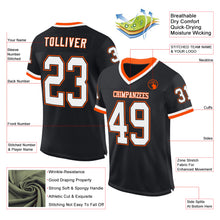 Charger l'image dans la galerie, Custom Black White-Orange Mesh Authentic Throwback Football Jersey