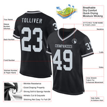 Charger l'image dans la galerie, Custom Black Silver-Gray Mesh Authentic Throwback Football Jersey