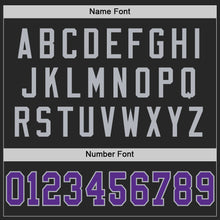 Charger l'image dans la galerie, Custom Black Purple-Gray Mesh Authentic Throwback Football Jersey