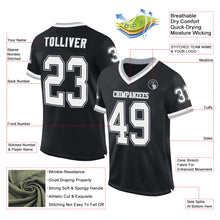 Laden Sie das Bild in den Galerie-Viewer, Custom Black White-Gray Mesh Authentic Throwback Football Jersey