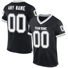 Laden Sie das Bild in den Galerie-Viewer, Custom Black White-Gray Mesh Authentic Throwback Football Jersey