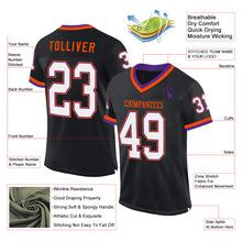 Laden Sie das Bild in den Galerie-Viewer, Custom Black Purple-Orange Mesh Authentic Throwback Football Jersey