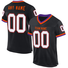 Laden Sie das Bild in den Galerie-Viewer, Custom Black Purple-Orange Mesh Authentic Throwback Football Jersey