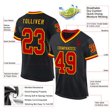Load image into Gallery viewer, Custom Black Red-Gold Mesh Authentic Throwback Football Jersey