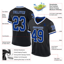 Load image into Gallery viewer, Custom Black Royal-White Mesh Authentic Throwback Football Jersey