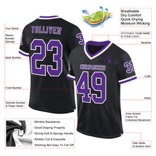 Laden Sie das Bild in den Galerie-Viewer, Custom Black Purple-White Mesh Authentic Throwback Football Jersey