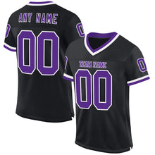 Laden Sie das Bild in den Galerie-Viewer, Custom Black Purple-White Mesh Authentic Throwback Football Jersey