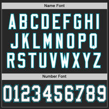 Charger l'image dans la galerie, Custom Black White-Teal Mesh Authentic Throwback Football Jersey