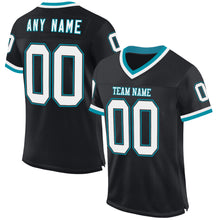 Charger l'image dans la galerie, Custom Black White-Teal Mesh Authentic Throwback Football Jersey