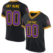 Laden Sie das Bild in den Galerie-Viewer, Custom Black Purple-Gold Mesh Authentic Throwback Football Jersey