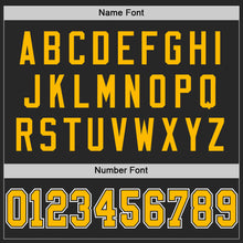 Load image into Gallery viewer, Custom Black Gold-White Mesh Authentic Throwback Football Jersey