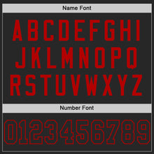 Load image into Gallery viewer, Custom Black Red Mesh Authentic Throwback Football Jersey