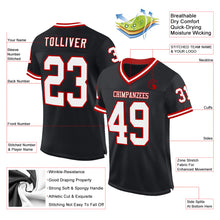 Charger l'image dans la galerie, Custom Black White-Red Mesh Authentic Throwback Football Jersey