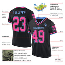 Загрузить изображение в средство просмотра галереи, Custom Black Pink-Light Blue Mesh Authentic Throwback Football Jersey